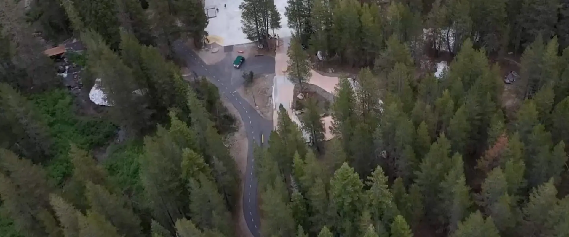 Wide angle shot of the outdoor skateparks at Woodward Tahoe