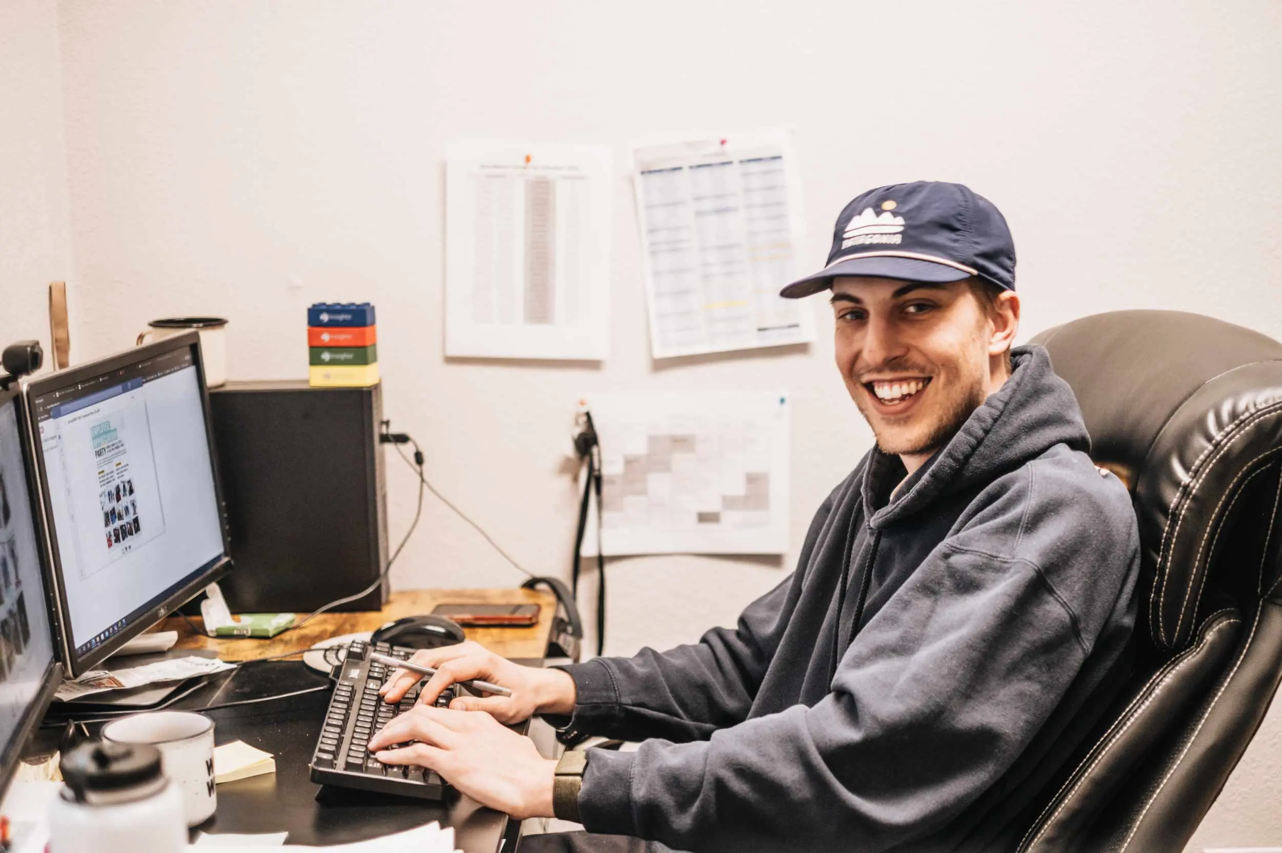 Employee working on a computer at Boreal